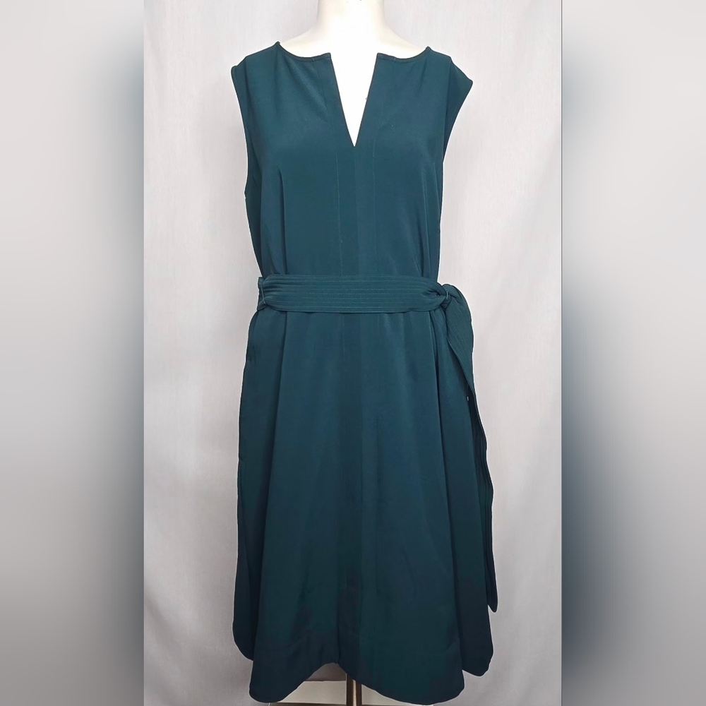 Lark & Ro Deep Teal V-Neck Sleeveless Midi w‎ Pockets Dress Size 10 NWOT